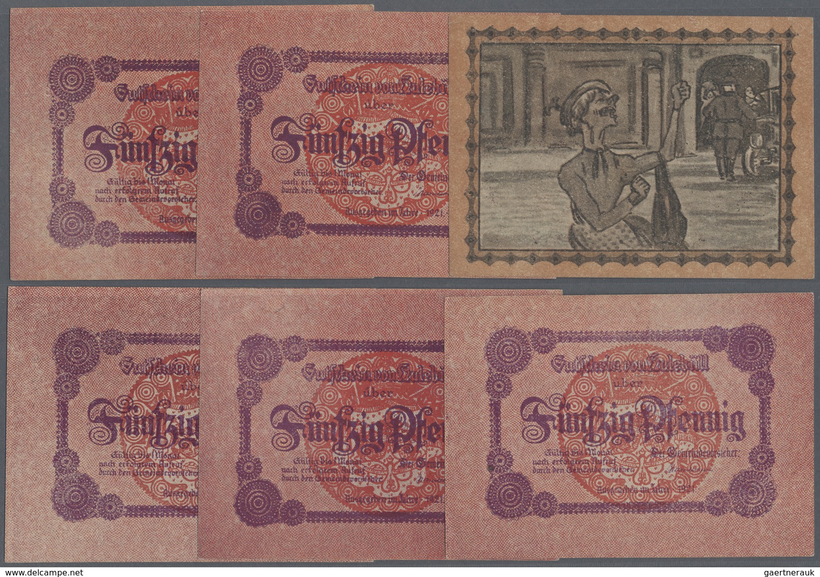 Deutschland - Notgeld - Schleswig-Holstein: Halebüll, Gemeinde, 6 X 50 Pf., 1921, Vs. Rot, Rs. Braun - [11] Emissions Locales