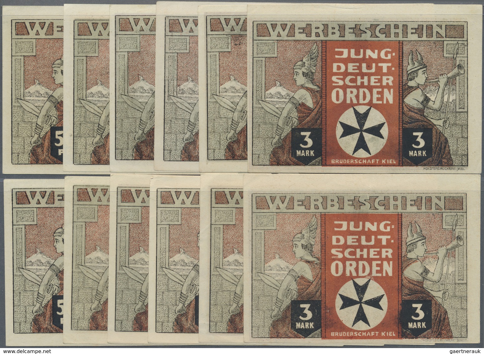 Deutschland - Notgeld - Schleswig-Holstein: Kiel, Jungdeutscher Orden, Je 2 X 50, 75 Pf., 1, 1.50, 2 - [11] Local Banknote Issues