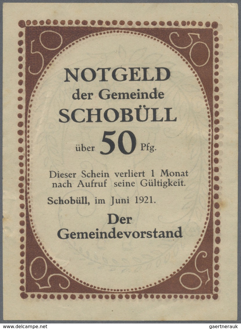 Deutschland - Notgeld - Schleswig-Holstein: Schobüll, Gemeinde, 50 Pf., Juni 1921, Ohne KN, Erh. II- - [11] Local Banknote Issues