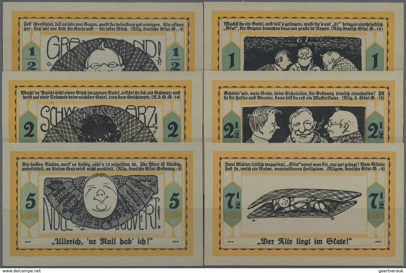 Deutschland - Notgeld - Thüringen: Altenburg, Kalendermann, 1/2, 1, 2, 2 1/2, 5, 7 1/2 Groschen, O. - [11] Local Banknote Issues