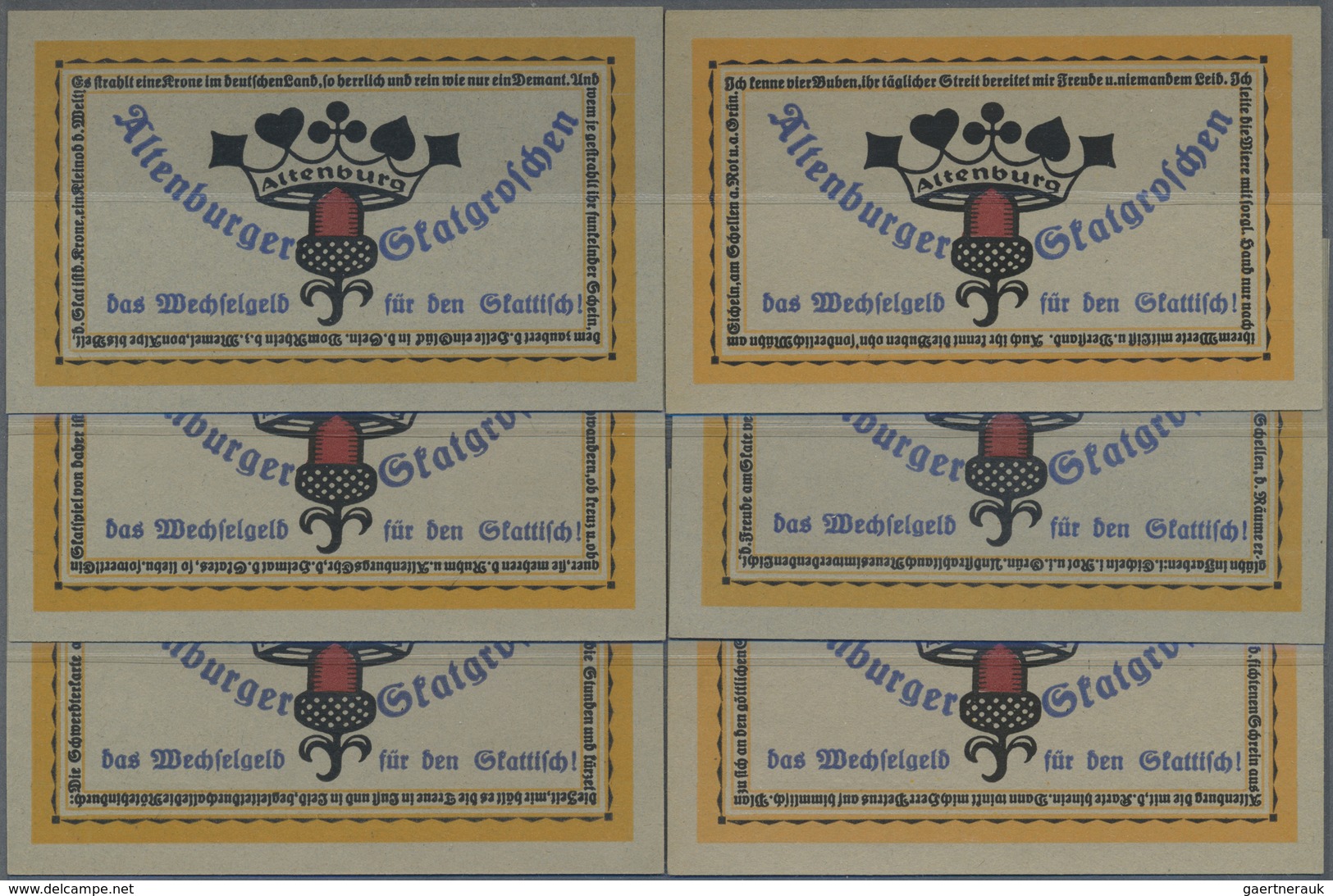 Deutschland - Notgeld - Thüringen: Altenburg, Kalendermann, 1/2, 1, 2, 2 1/2, 5, 7 1/2 Groschen, O. - [11] Local Banknote Issues