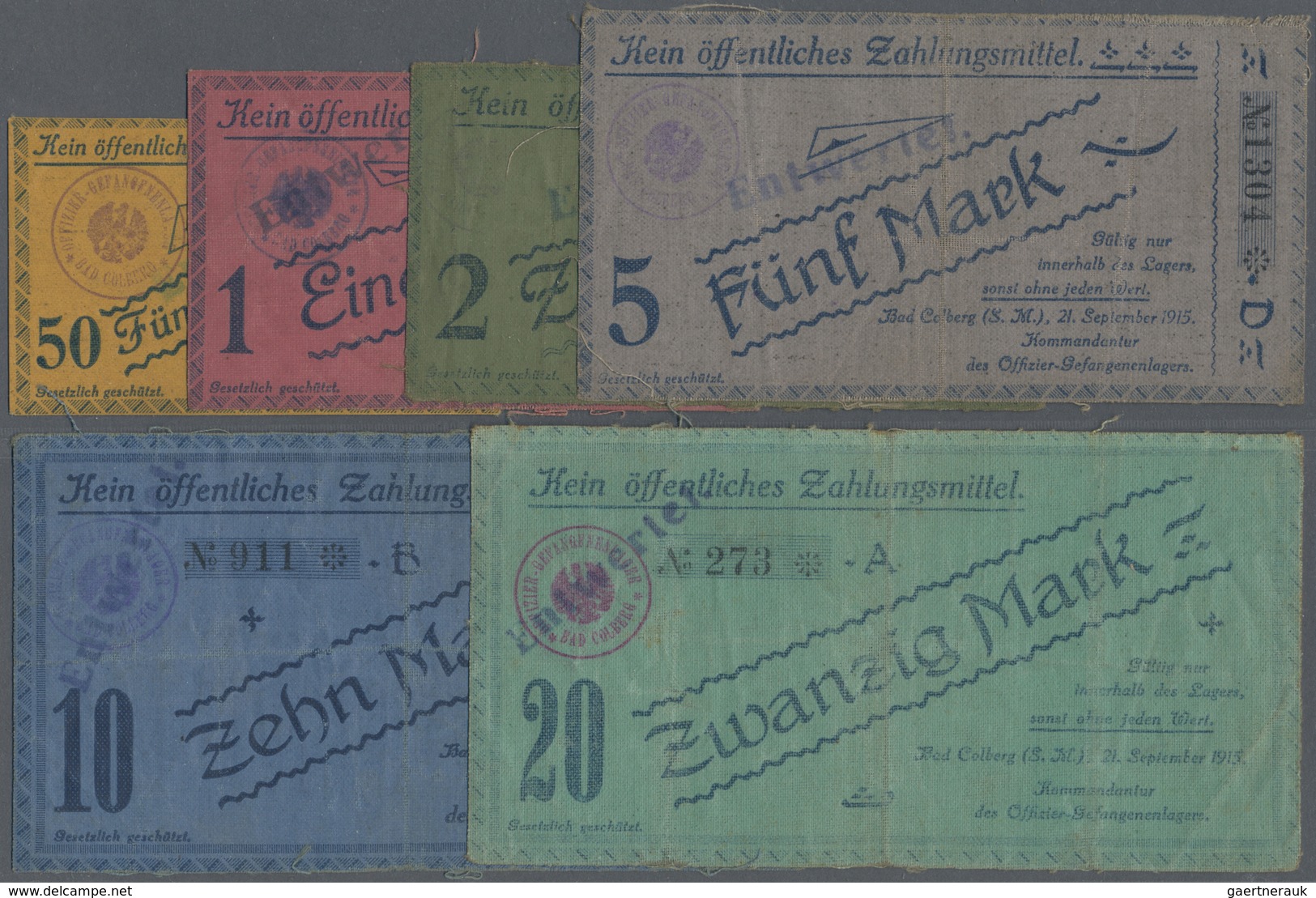 Deutschland - Notgeld - Thüringen: Bad Colberg, Offizier-Gefangenenlager, 50 Pf. (Serie O), 1 Mark ( - [11] Emissioni Locali