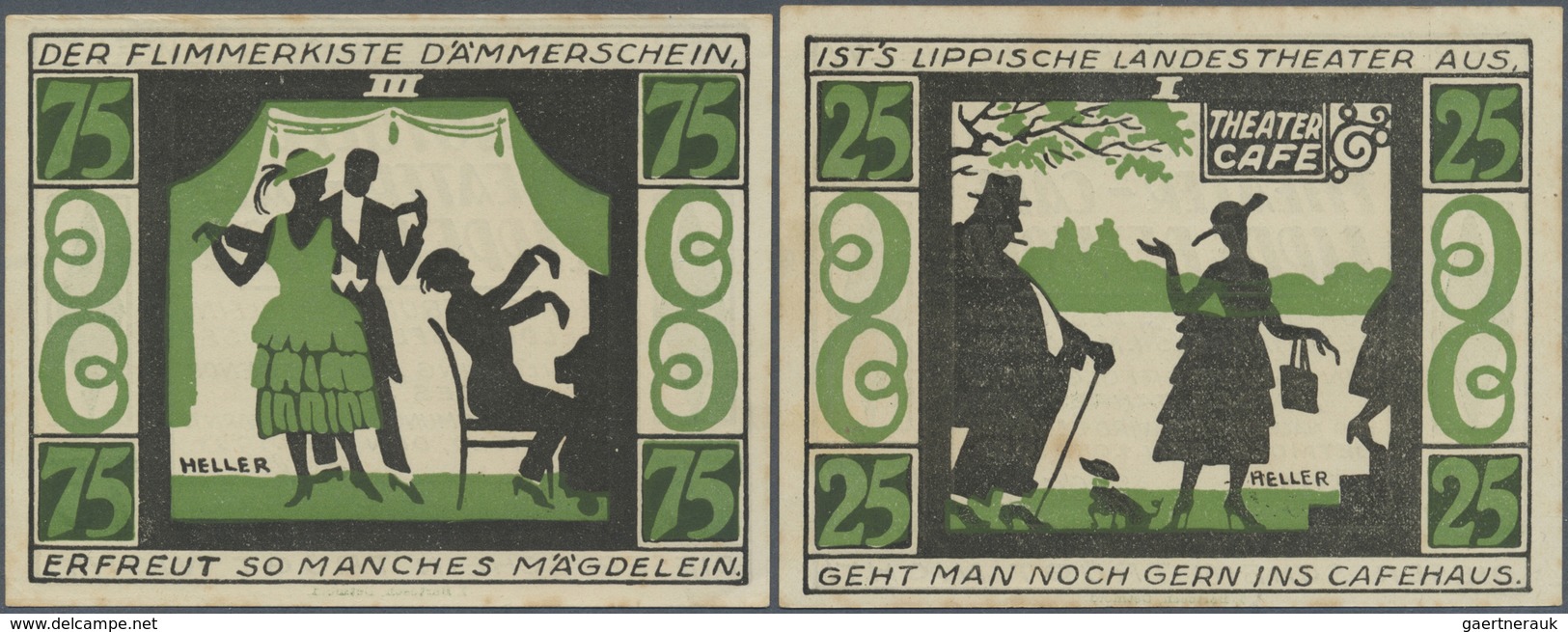 Deutschland - Notgeld - Westfalen: Detmold, Theater-Café, 25, 75 Pf., 1.10.1921, Leicht Stockfleckig - Autres & Non Classés