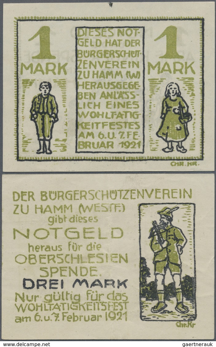 Deutschland - Notgeld - Westfalen: Hamm, Bürgerschützenverein, 1, 3 Mark, 6./7.2.1921, Erh. I, II-, - Other & Unclassified