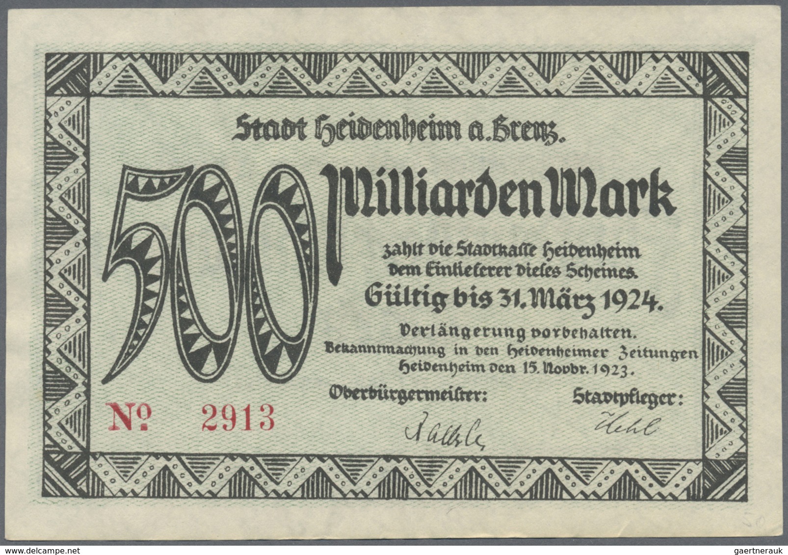 Deutschland - Notgeld - Württemberg: Heidenheim, Stadt, 5, 20 Mark (je 2), November 1918, I-II; 50, - [11] Emissions Locales