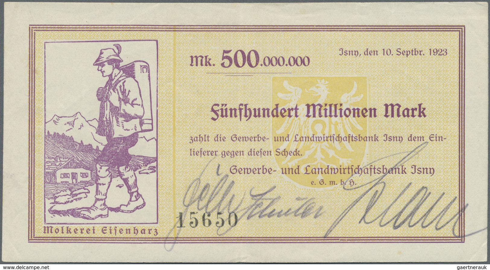 Deutschland - Notgeld - Württemberg: Isny, Gewerbe- Und Landwirtschaftsbank, 500 Tsd., 2 Mio. Mark, - [11] Local Banknote Issues