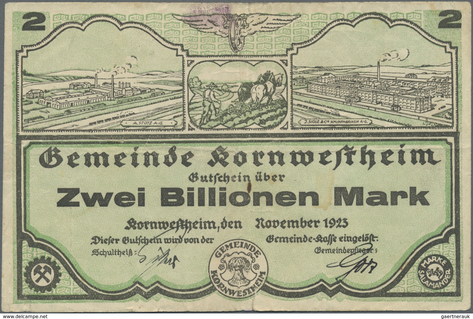 Deutschland - Notgeld - Württemberg: Korntal, Gemeinde, 5, 10 Mio. Mark, 19.9.1923, Fast Kassenfrisc - [11] Emissioni Locali