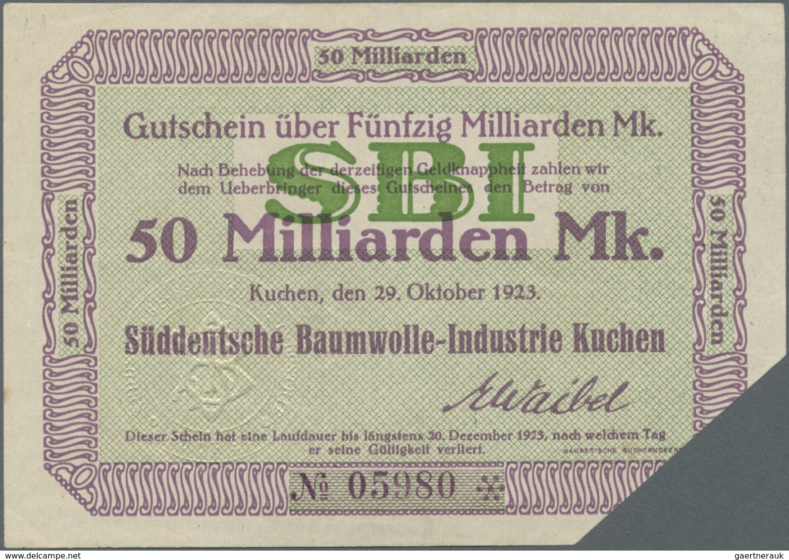 Deutschland - Notgeld - Württemberg: Kuchen, Süddeutsche Baumwolle-Industrie, 11 Scheine Von 100 Tsd - [11] Local Banknote Issues