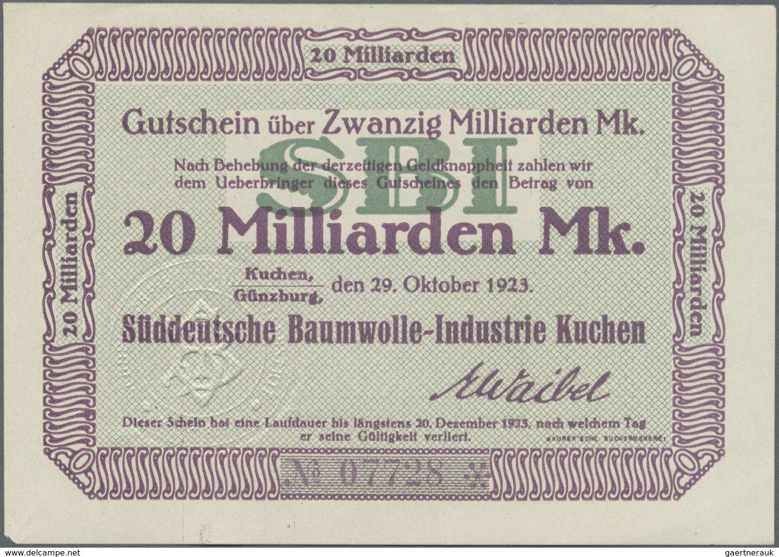 Deutschland - Notgeld - Württemberg: Kuchen, Süddeutsche Baumwolle-Industrie, 11 Scheine Von 100 Tsd - [11] Local Banknote Issues
