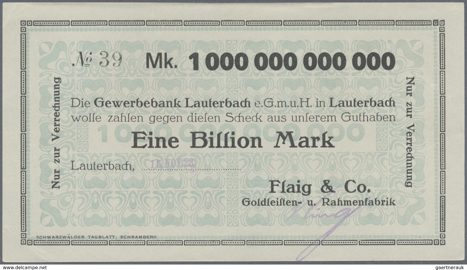 Deutschland - Notgeld - Württemberg: Lauterbach, Flaig & Co., 2 X 200 Mio. Mark, 6.10.1923 (Variante - [11] Local Banknote Issues