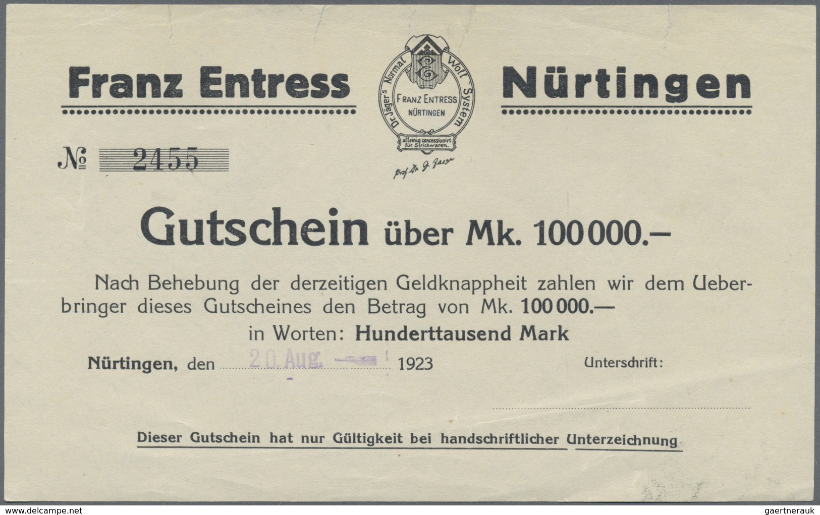 Deutschland - Notgeld - Württemberg: Neuffen, Stadt, 1, 5, 10 Mrd. Mark, 29.10.1923, Gebraucht; Nürt - [11] Emissioni Locali