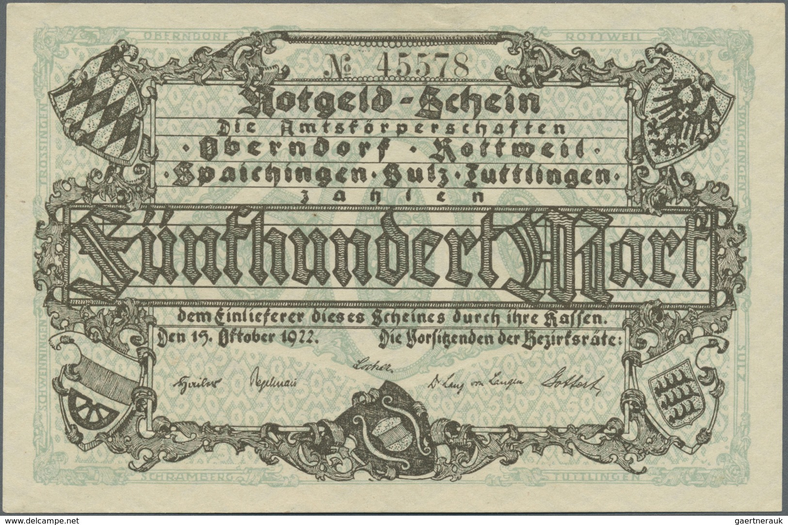 Deutschland - Notgeld - Württemberg: Oberndorf, Stadt, 2 X 50 Pf., April 1918; Amtskörperschaft, 5, - [11] Emissioni Locali