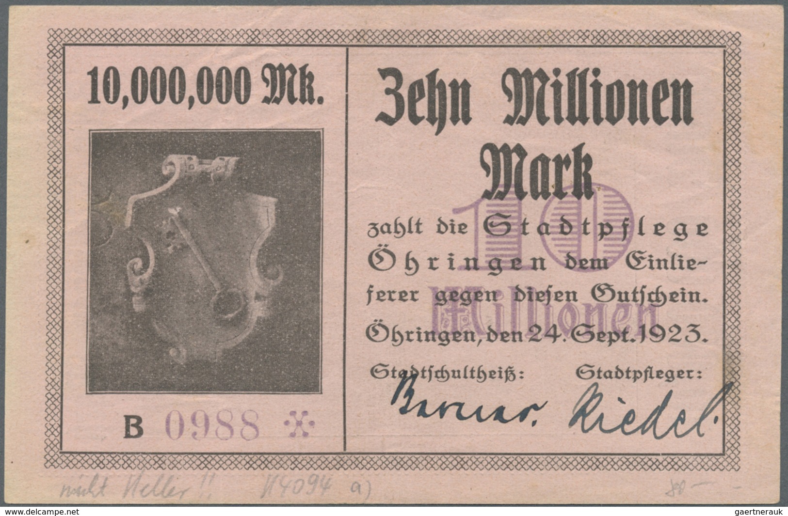 Deutschland - Notgeld - Württemberg: Öhringen, Stadt, 5, 10, 20, 50, 100 Mio. Mark, 24.9.1923, 2, 5, - [11] Local Banknote Issues