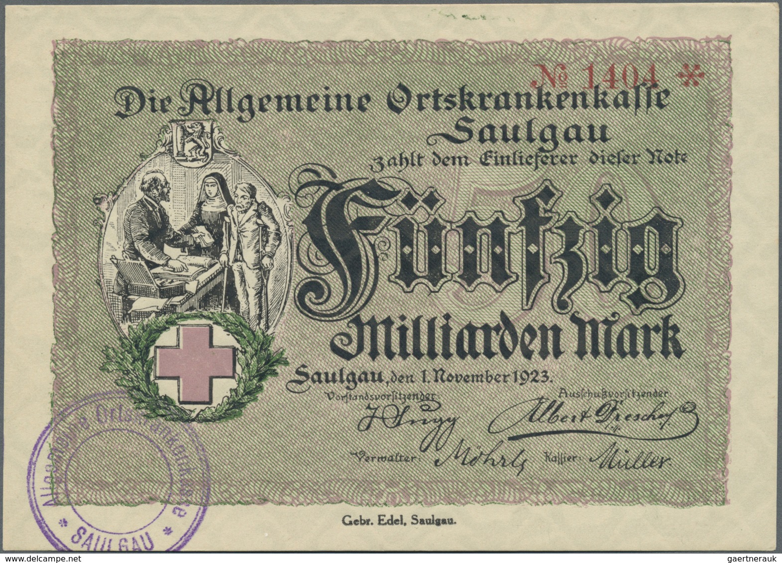 Deutschland - Notgeld - Württemberg: Saulgau, Carl Platz, 500, 1000 Mark, 20.10.1922; Dito, AOK, 2 X - [11] Emissioni Locali