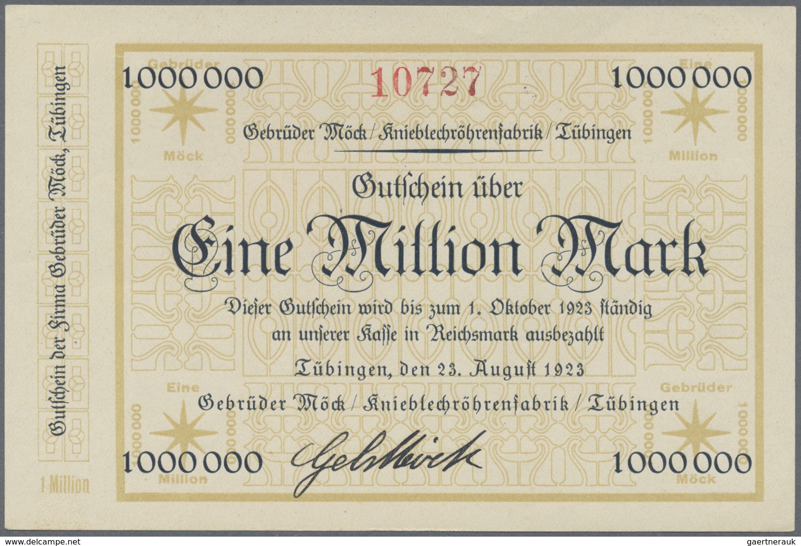 Deutschland - Notgeld - Württemberg: Tübingen, Stadt, 10 Scheine Von 500T. - 50 Mrd. Mark, Karau 371 - [11] Local Banknote Issues