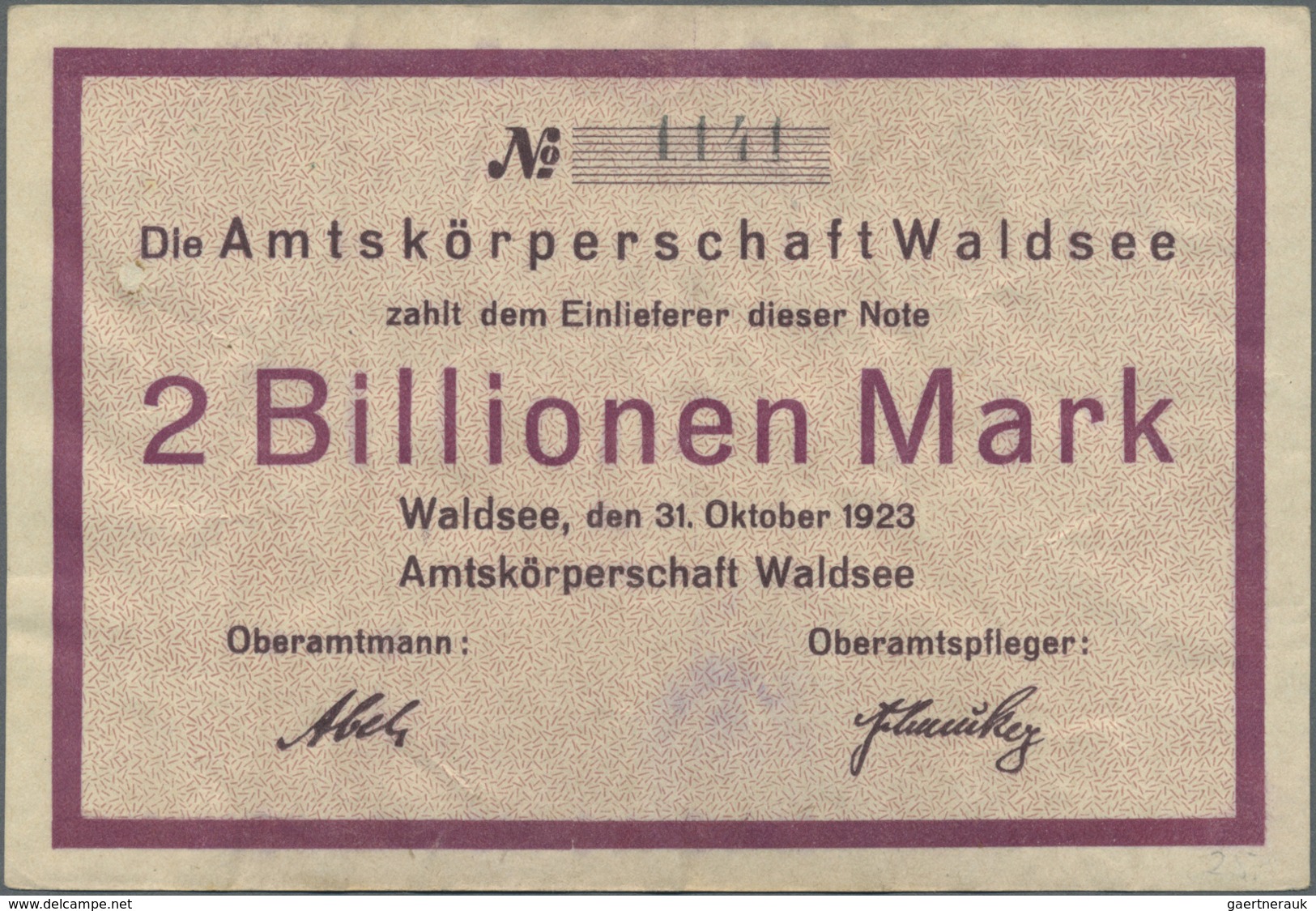 Deutschland - Notgeld - Württemberg: Waldsee, Amtskörperschaft, 2 X 5, 10, 20, 50, 100, 200, 500 Mrd - [11] Emissioni Locali