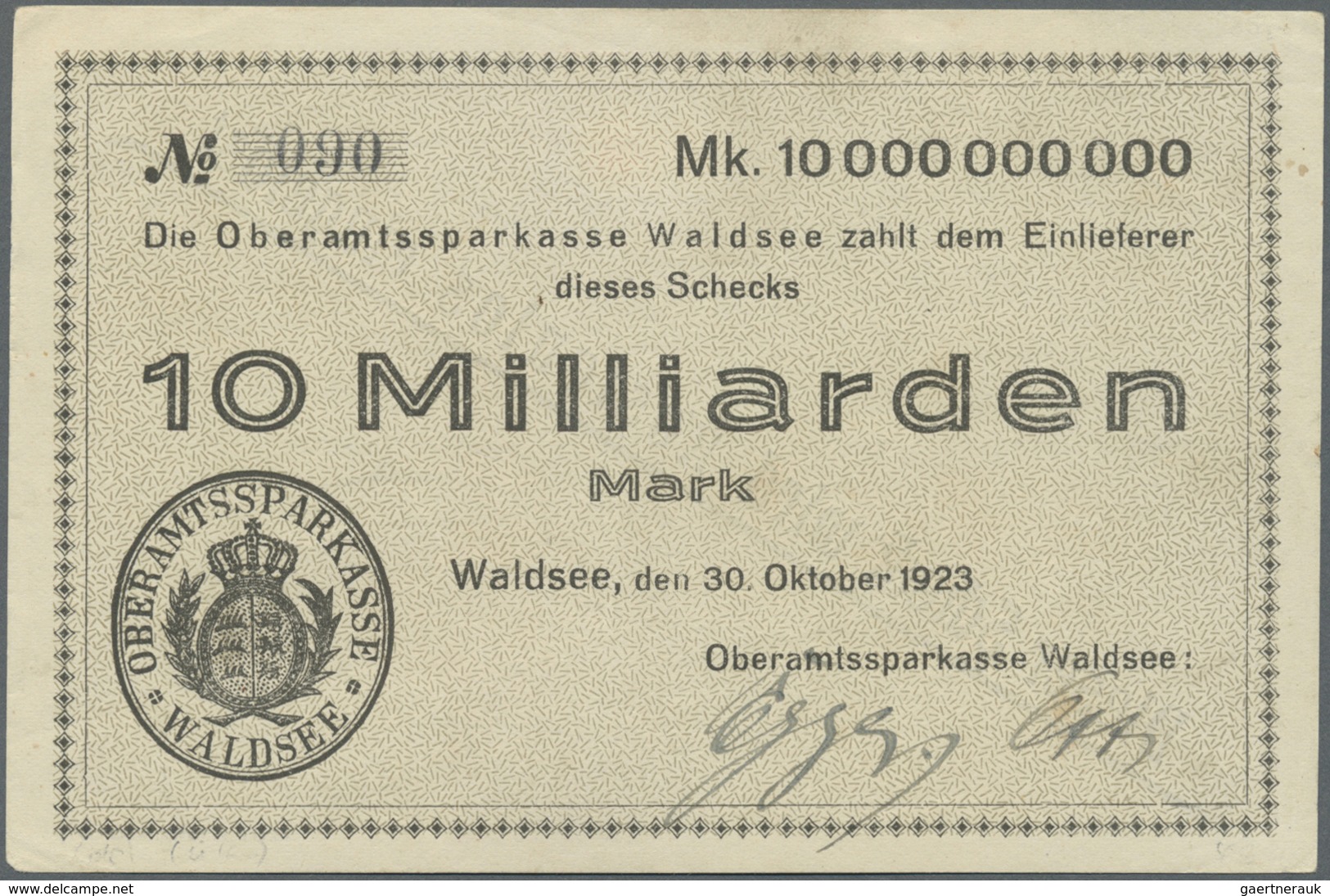 Deutschland - Notgeld - Württemberg: Waldsee, Oberamtssparkasse, 50, 100 Tsd. Mark, 16.8.1923, 200 T - [11] Emissioni Locali