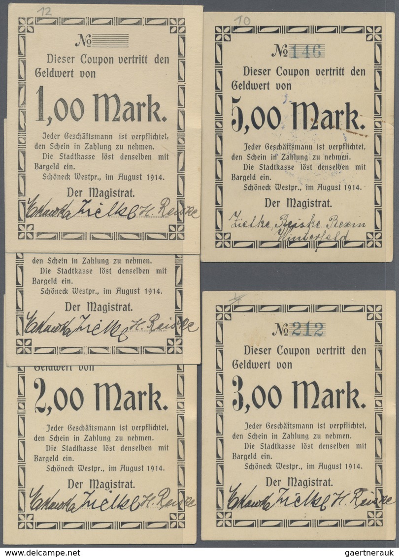 Deutschland - Notgeld - Ehemalige Ostgebiete: Schöneck, Westpreußen, Magistrat, 5 Mark, August 1914, - Altri & Non Classificati