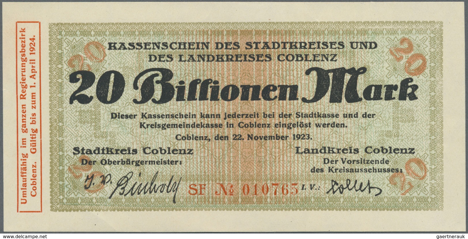 Deutschland - Notgeld: Billionen, 73 Verschiedene Billionen Mit U. A. Coblenz 20 Bio. I, Düsseldorf - Other & Unclassified