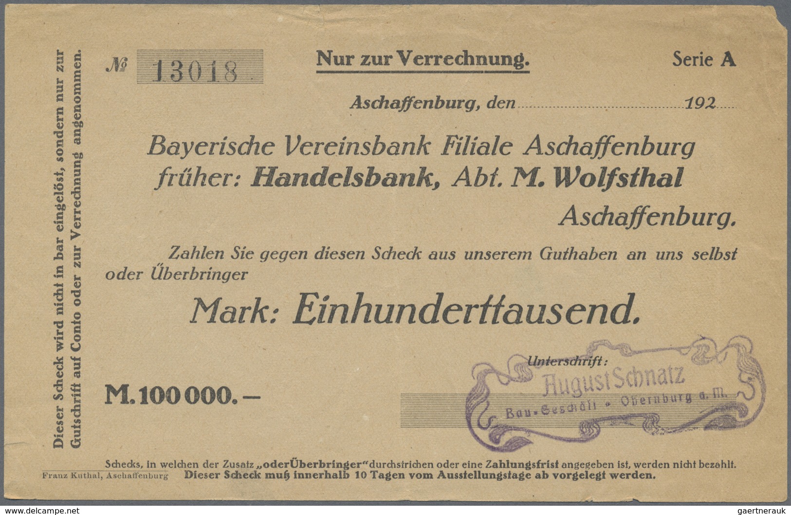 Deutschland - Notgeld - Bayern: Aschaffenburg, Lot Besserer Firmenscheine Mit Wilhelm Arnold 50 Mrd. - [11] Local Banknote Issues