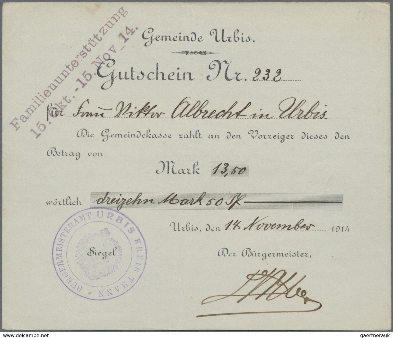 Deutschland - Notgeld - Elsass-Lothringen: Urbis, Oberelsass, Gemeinde, 4 Mark, 3.9.1914; 12 Mark, 5 - Other & Unclassified