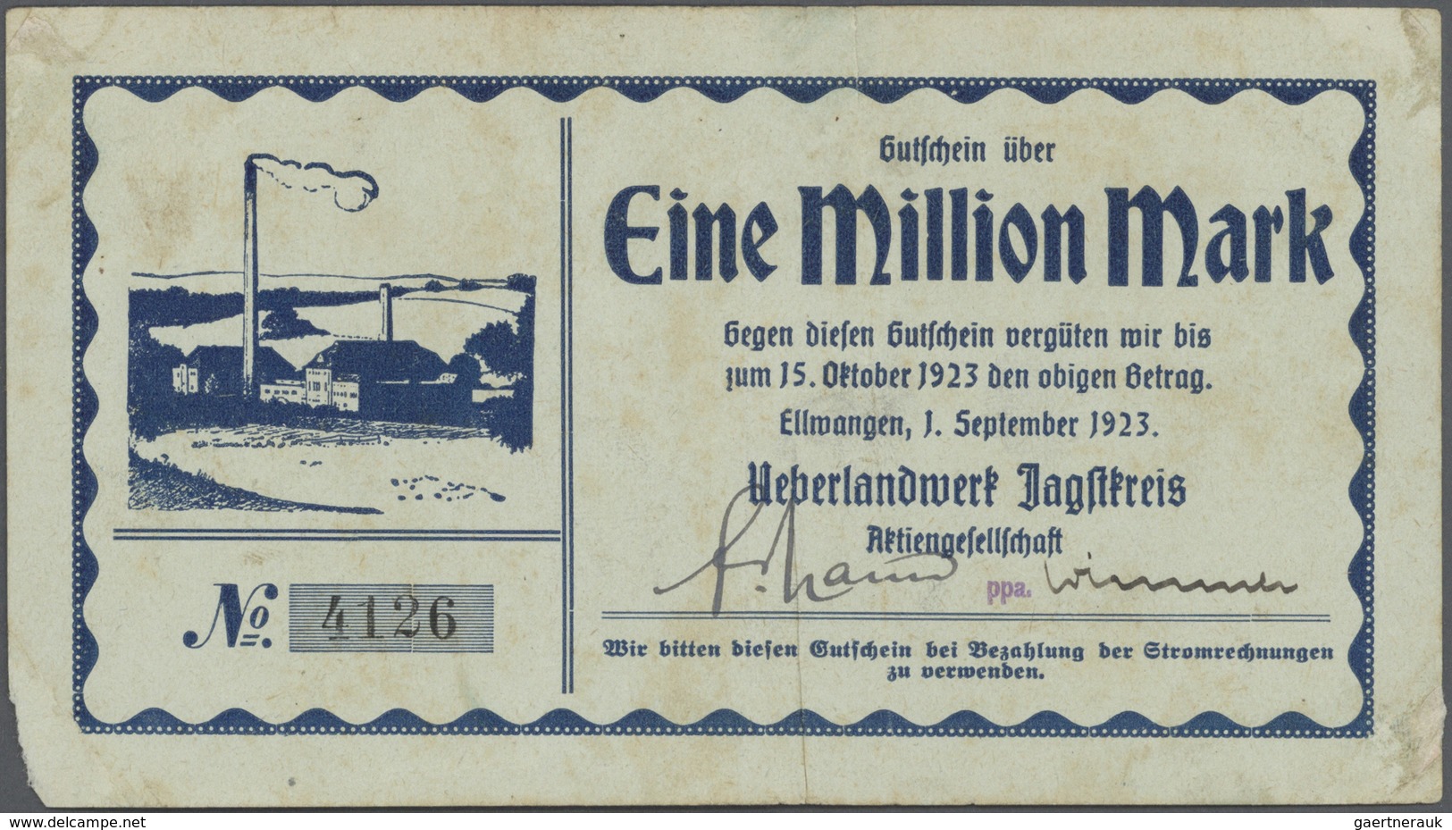 Deutschland - Notgeld - Württemberg: Ellwangen, Oberamtssparkasse, 500, 1000 Mark, 28.9.1922, 100 Ts - [11] Emissioni Locali