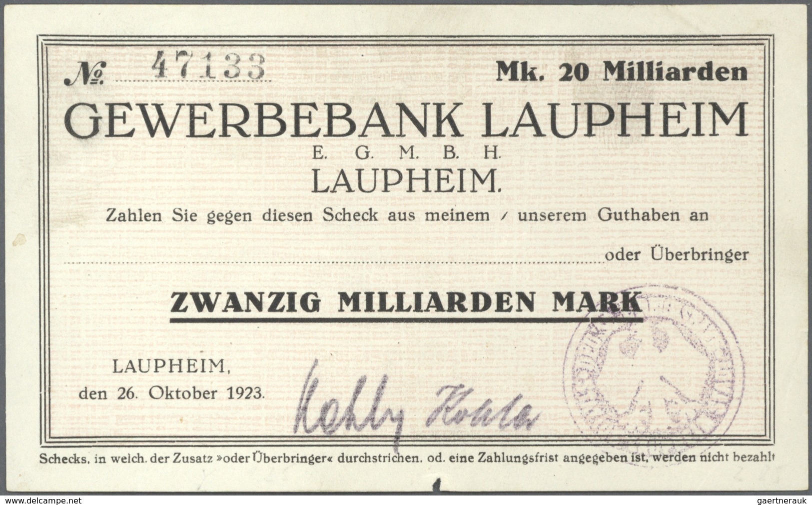 Deutschland - Notgeld - Württemberg: Laupheim, Stadt, 100, 500 Tsd., 1 Mio. Mark, 22.8.1923, 13 Sche - [11] Emissions Locales