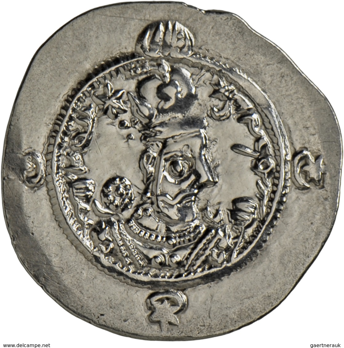 Sasaniden: Hormazd IV. 579-590: AR Drachme, 4,10g, Mzst. NYHCh = Ktesiphon, Jahr 7 (= 585 N. Chr.). - Grecques