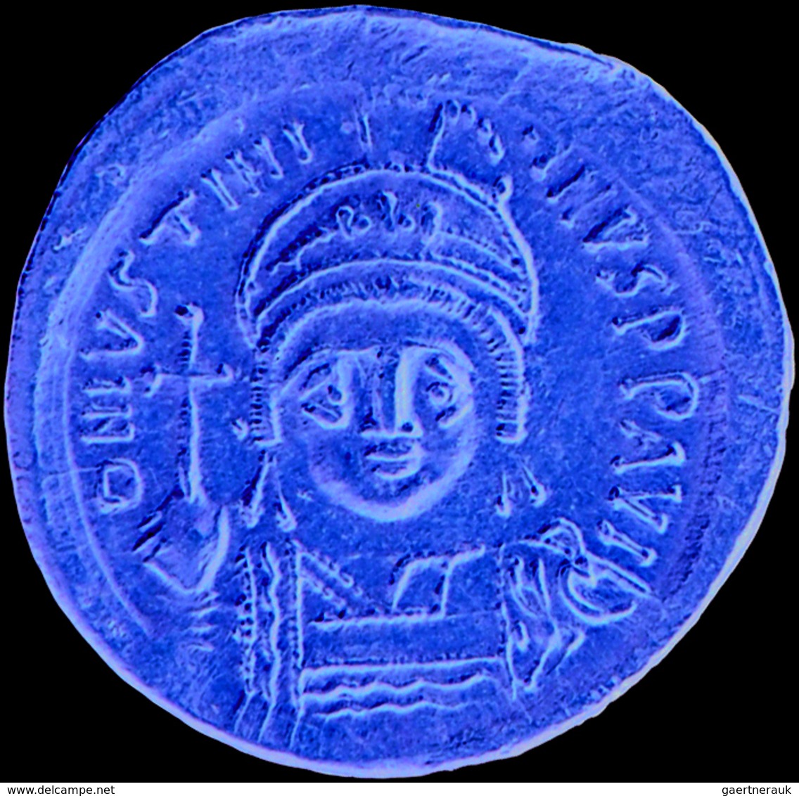 Iustinianus I. (527 - 565): Gold-Solidus (542-565 N. Chr.), Konstantinopel; 4,39 G, Sommer 4.3, Sear - Byzantine