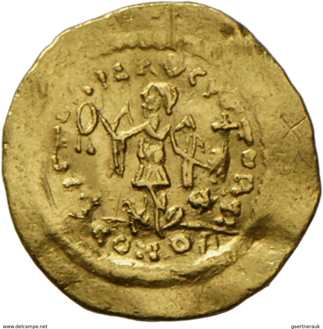 Iustinus II. (565 - 578): AV Tremissis, Constantinopel, 10. Officin. Büste Nach Rechts / Victoria Mi - Byzantine