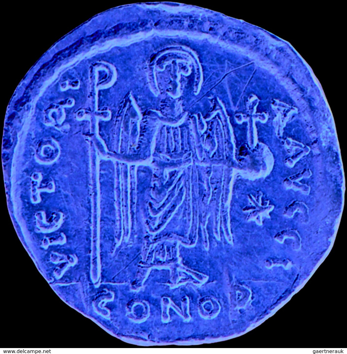 Mauricius Tiberius (582 - 602): Gold-Solidus (583/84-602 N. Chr.), Konstantinopel; 4,21 G, Sommer 7. - Byzantine
