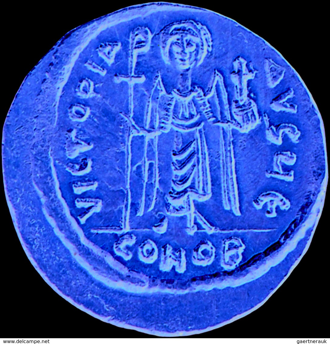 Phocas (602 - 610): Gold-Solidus (607-609 N.Chr.), Konstantinopel; 4,48 G, Sommer 9.8, Sear 620, MIB - Byzantine