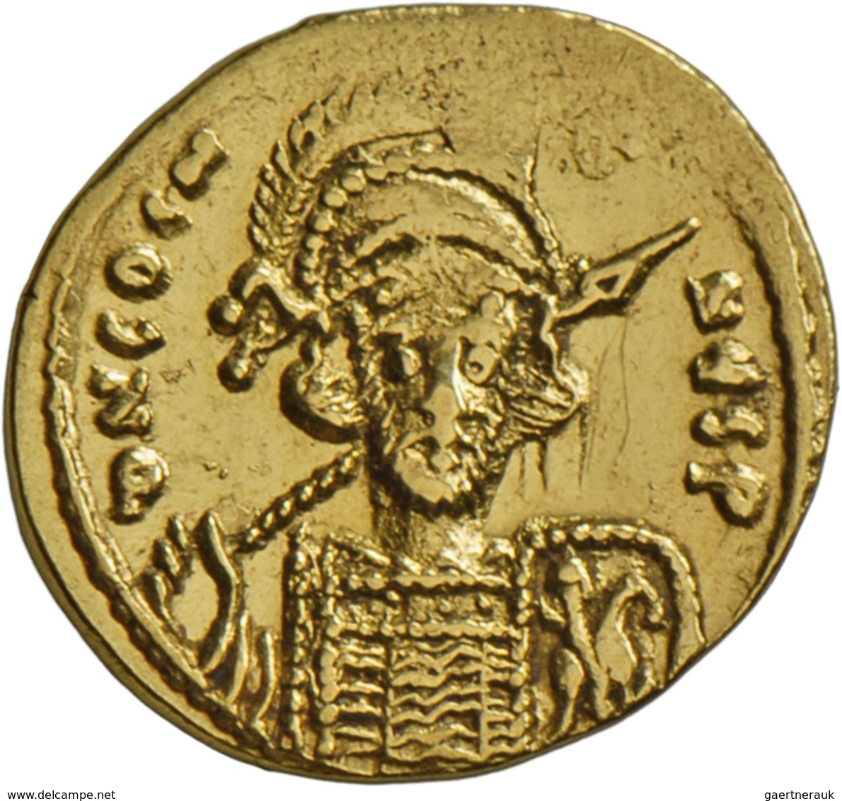 Constaninus IV. (668 - 685): Gold-Solidus, Constantinopel, 6. Officin, Behelmte Büste Frontal / Kreu - Other & Unclassified