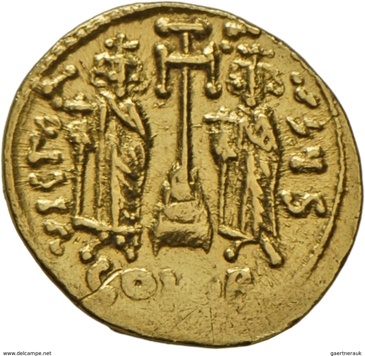 Constaninus IV. (668 - 685): Gold-Solidus, Constantinopel, 6. Officin, Behelmte Büste Frontal / Kreu - Autres & Non Classés