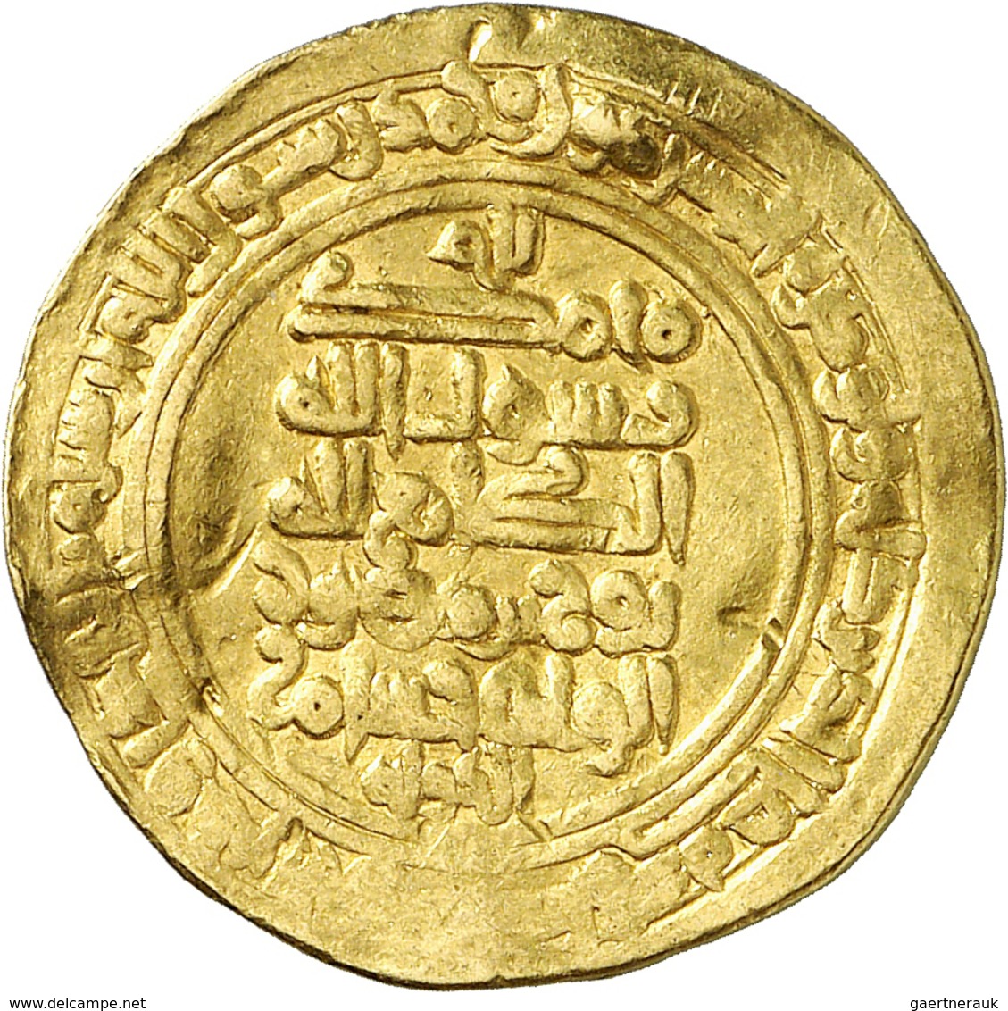 Samaniden: Nuh II. Bin Mansur I. AH 365-387 / AD 976- 997:  Golddinar AH 377-Nishabur-; 5,2 G, Fast - Islamiques