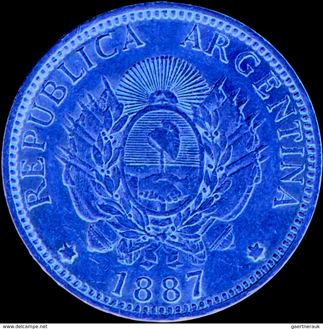 Argentinien - Anlagegold: 5 Pesos / 1 Argentino 1887, KM# 31, Friedberg 14, 8,06 G, 900/1000. Sehr S - Argentina