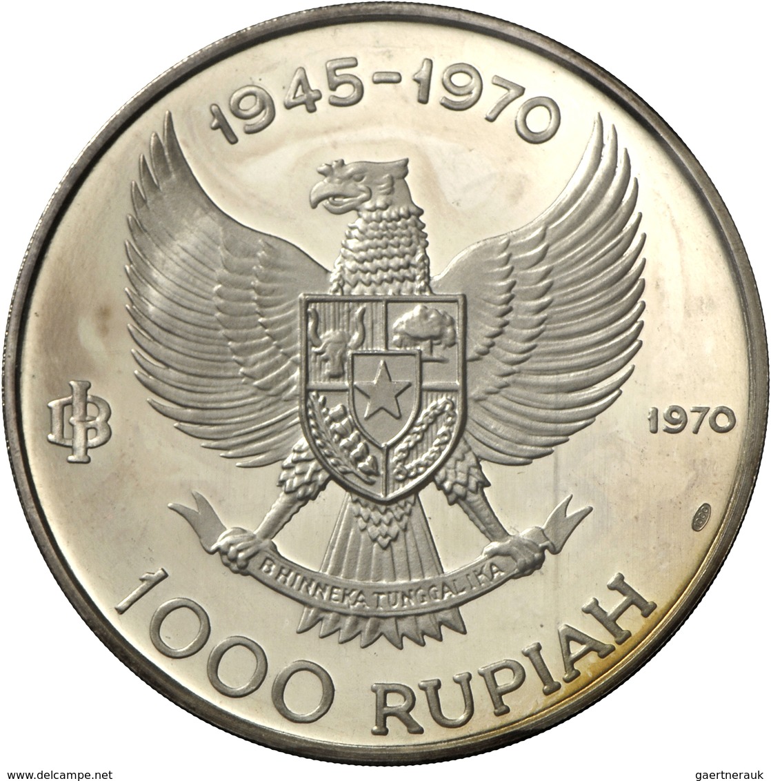 Indonesien: Proof-Set 1970; 200,250,500,750 & 1000 Rupiah; KM#23,24,25,26,27, Mit Zertifikat Und Col - Indonésie