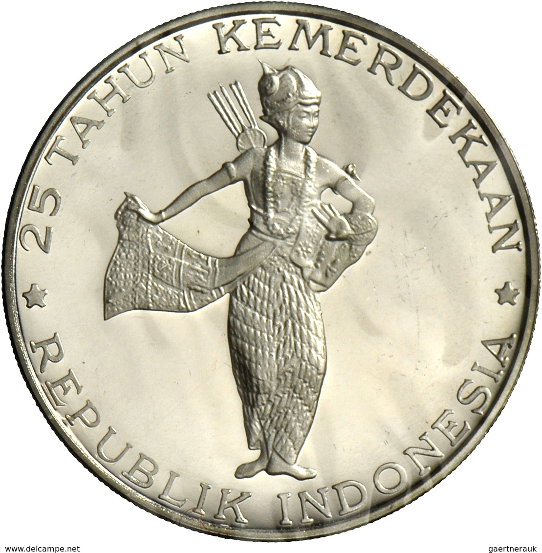 Indonesien: Proof-Set 1970; 200,250,500,750 & 1000 Rupiah; KM#23,24,25,26,27, mit Zertifikat und col