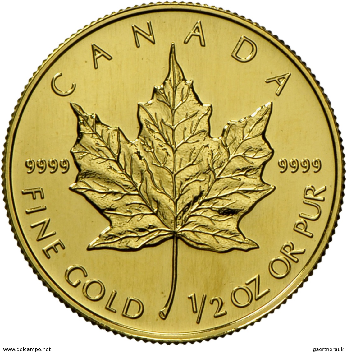 Kanada - Anlagegold: Elisabeth II 1952-,: 20 Dollars 1993, Maple Leaf, Gold ½oz, KM# 190,Stempelglan - Canada