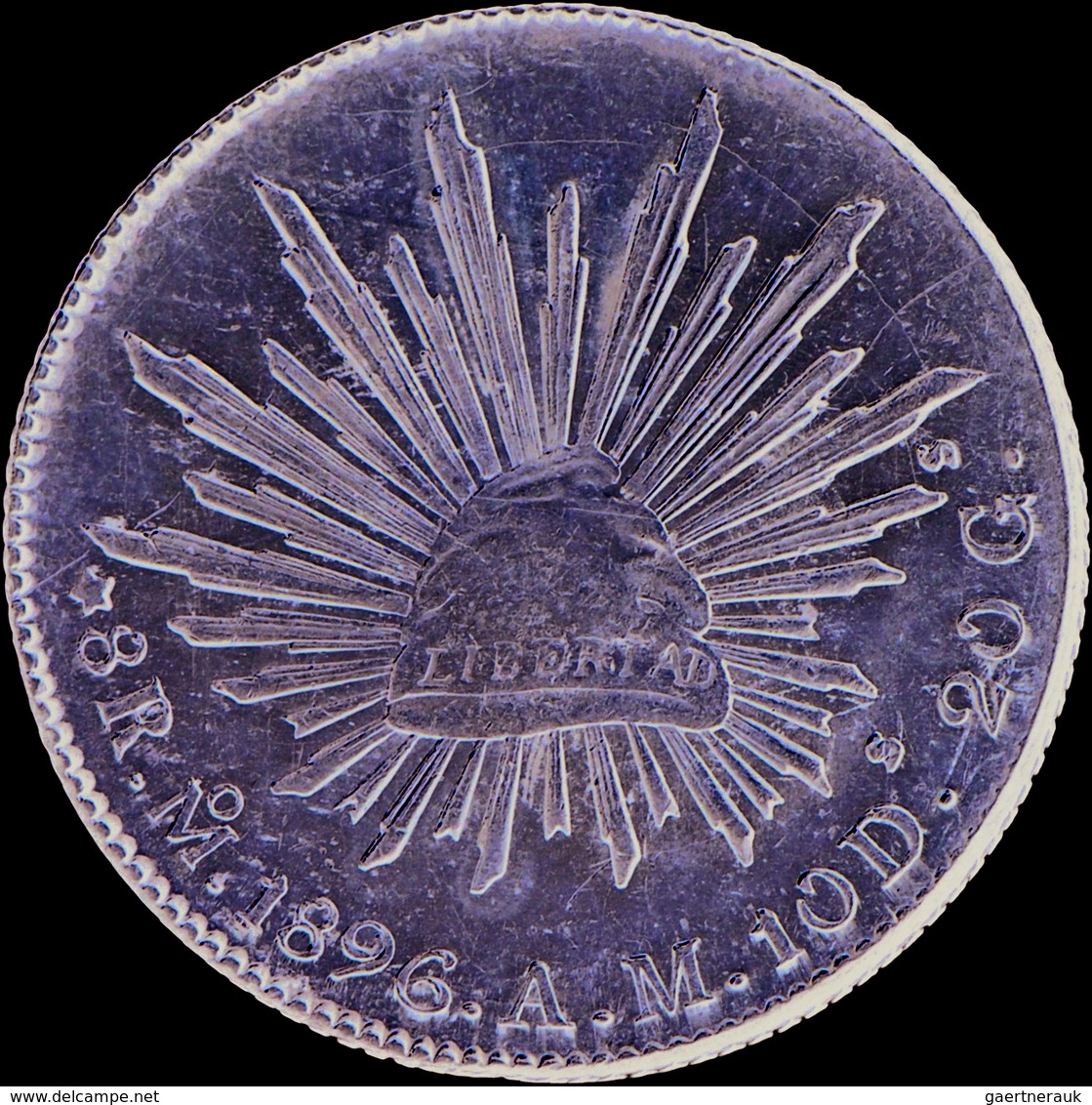 Mexiko: 8 Reales 1896 Mo - AM, Mexico City Mint, KM # 377.10, 27.08 G, Vorzüglich. - Mexique
