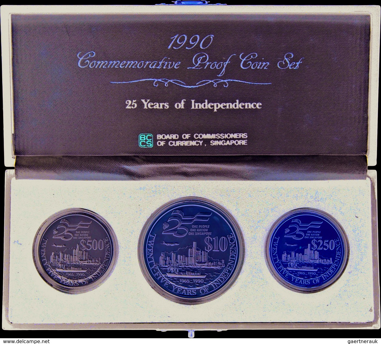 Singapur: Drei Münzen Set / Commemorative Proof Coin Set 1990, Zum 25. Jährigen Jubiläum Der Unabhän - Singapour