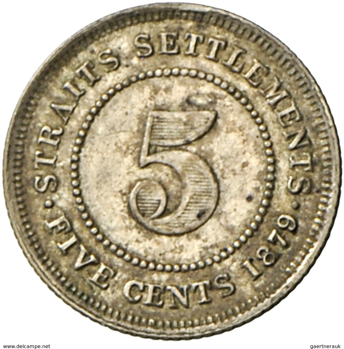 Straits Settlements: Victoria 1837-1901: 5 Cents 1879H, KM# 10, Feine Patina, Fast Stempelglanz. - Singapore