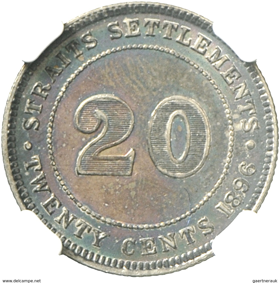 Straits Settlements: Victoria 1837-1901: 20 Cents 1896, KM# 12, In NGC-Holder AU. - Singapore