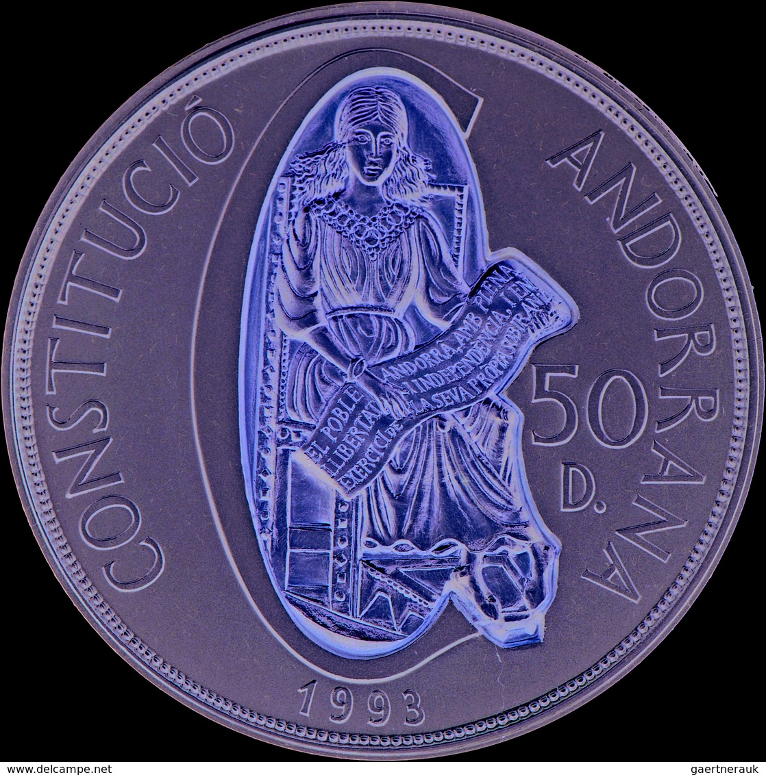 Andorra: 50 Diners/ECU 1996; Lady Of Maritxell - Patroness Of Andorra. 5 OZ Silber (155,51g) Mit Gol - Andorra