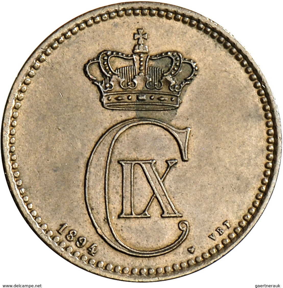 Dänemark: Christian IX. 1863-1906: 5 Öre 1894 VBP, KM 794.1, Selten In Dieser Erhaltung, Schöne Kupf - Denmark