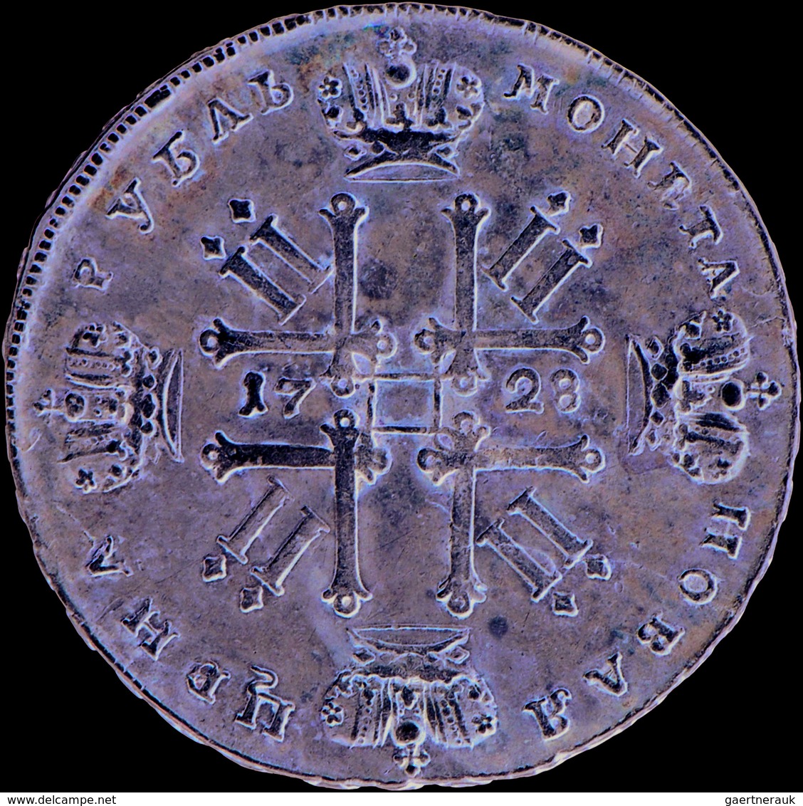 Russland: Peter II. 1727-1730: Rubel 1728, Moskau; 28,59 G, Davenport 1668, Klebefilmreste, Winz. Kr - Russia