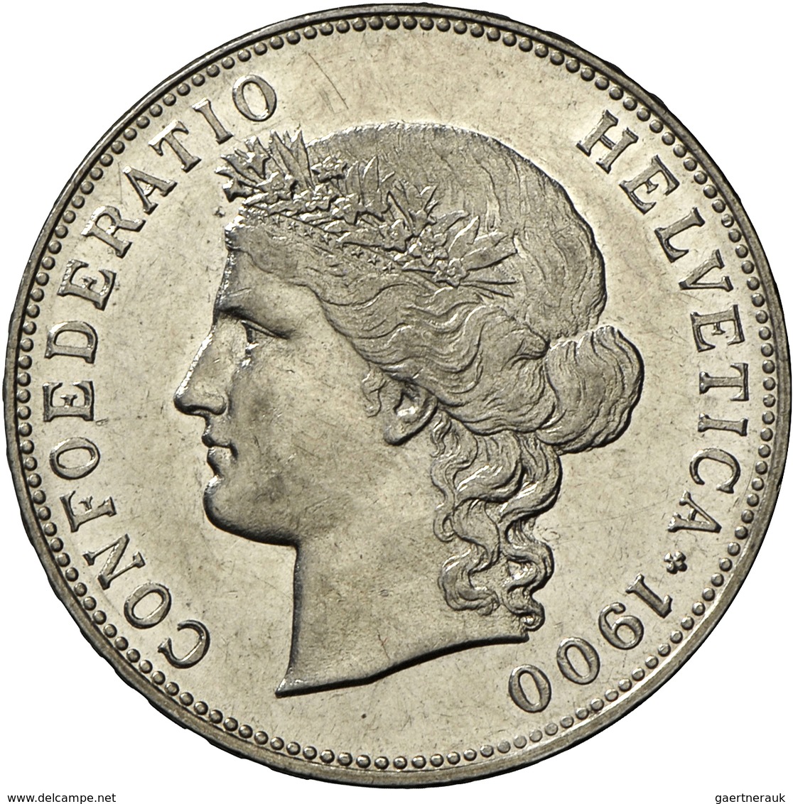 Schweiz: 5 Franken 1900 B, MHZ 2-1198i, Divo 181, Seltener Jahrgang, Auflage: 33.000 Exemplare, Vorz - Other & Unclassified