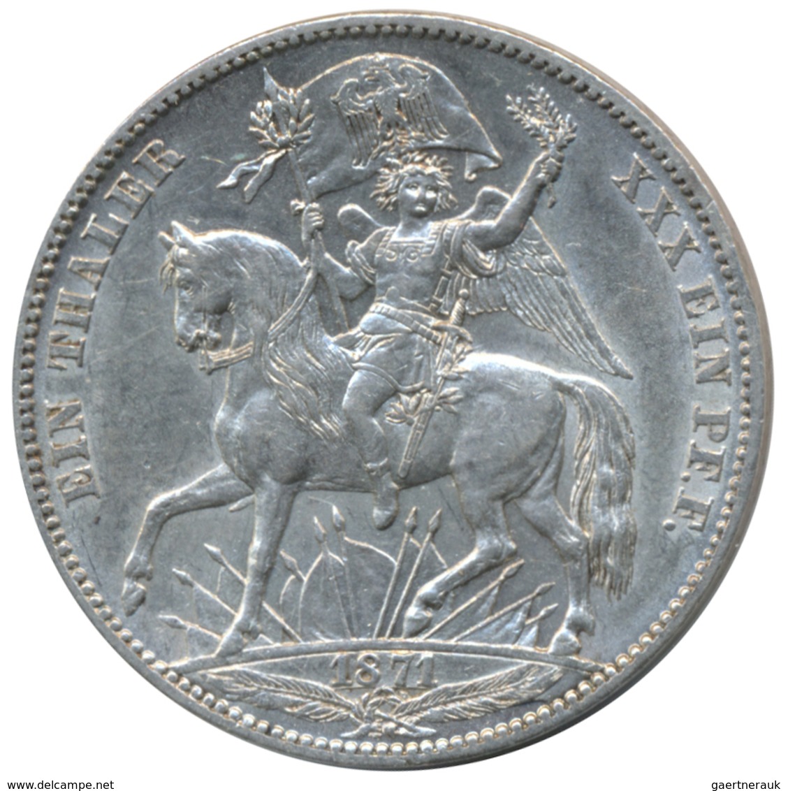 Altdeutschland und RDR bis 1800: Lot 4 x Siegestaler 1871, Bayern, Preussen, Sachsen, Württemberg, s