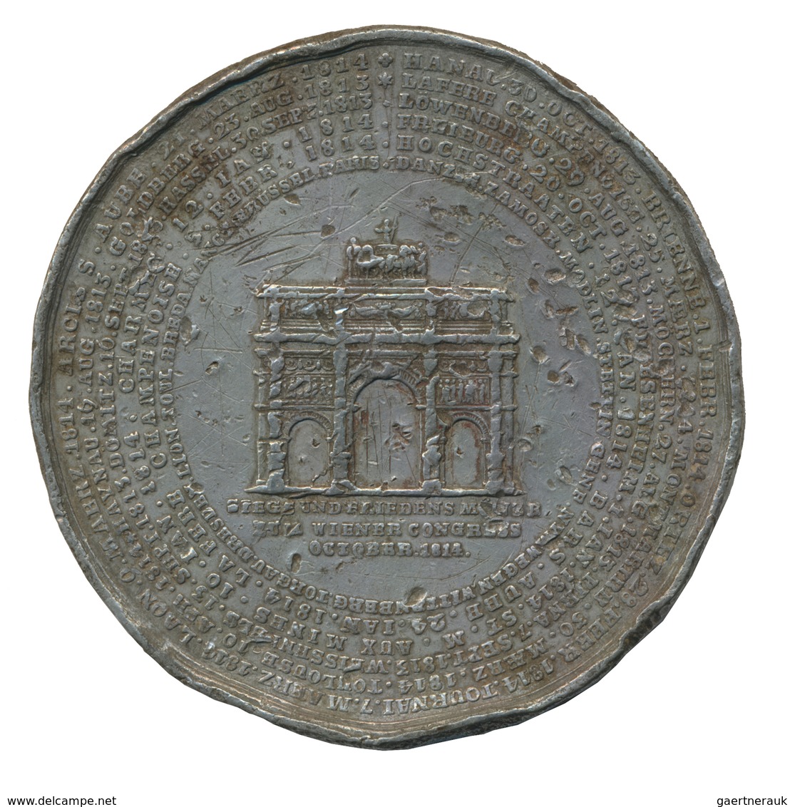 Haus Habsburg: Franz I. 1806-1835: Zinnmedaille 1814, Unsigniert, Auf Den Wiener Kongress; 79,3 Mm, - Altri – Europa