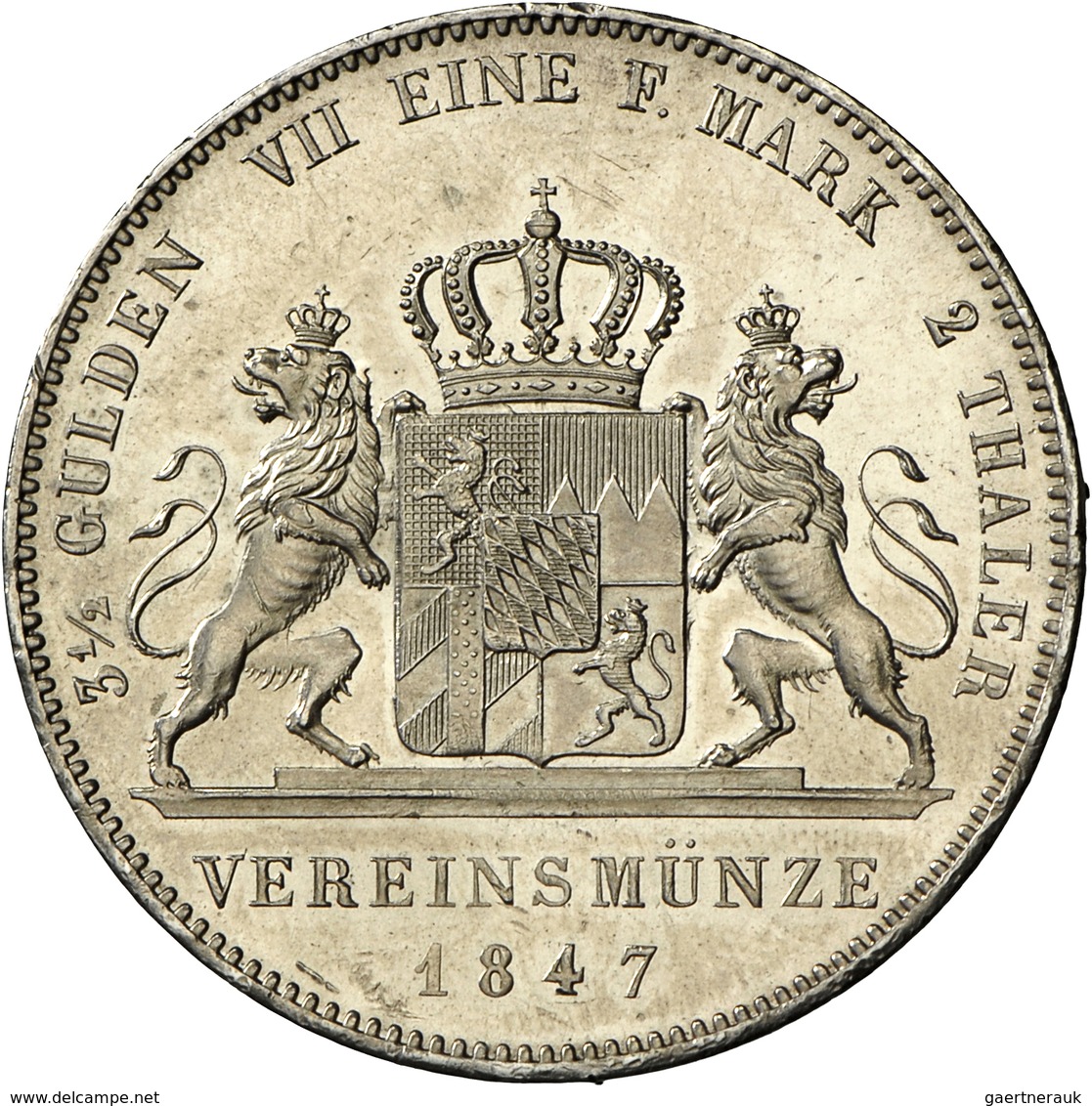 Bayern: Ludwig I. 1825-1848: Doppeltaler (3 1/2 Gulden) 1847, AKS 74, Jaeger 65, Seltener Jahrgang, - Other & Unclassified